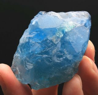 109g Rare Transparent Blue Cube Fluorite & Calcite Mineral Specimen/china 761