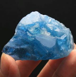 109g Rare Transparent Blue Cube Fluorite & Calcite Mineral Specimen/China 761 2