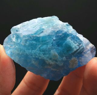 109g Rare Transparent Blue Cube Fluorite & Calcite Mineral Specimen/China 761 3