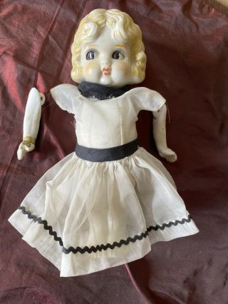 Antique Vintage Porcelain Bisque Doll Made In Japan 7 " Tall