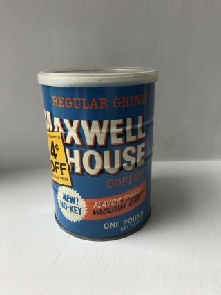 Vintage Maxwell House Coffee Can One Pound With 4 Cents Off Price Rare