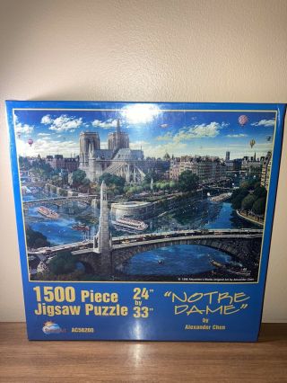 Notre Dame By Alexander Chen 1500 Pc Jigsaw Puzzle 24x33 Sunsout Rare Nib