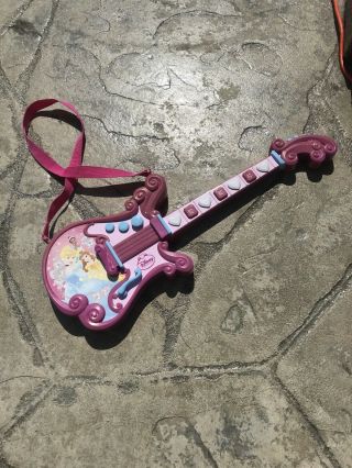 Rare Disney Princess Pink Toy Electric Guitar Makes Music -