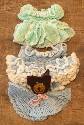 Vintage Cabbage Patch Kids Doll Clothes 5pc Crochet Dress Booties 1980s Handmade