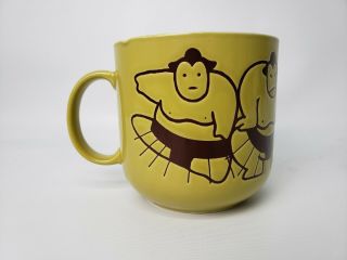 Rare Htf Vintage Kato Kogei Sumo Wrestler Engraved Embossed Tea Coffee Mug Japan