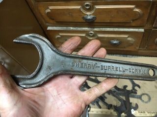 Vintage Antique Cherry - Burrell Cast Iron Wrench 1 Inch Farm Dairy Equipment