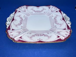 Shelley Queen Anne Cake Plate Garland of Flowers 11504 Very Rare Pink Colours 2