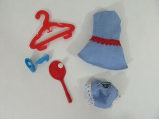 Vintage Dawn Clone Petite Fashion Blue & Red Tennis Outfit With Racket & Ball