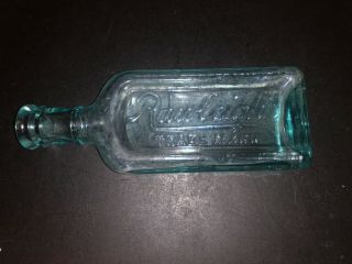 Vintage Antique Rawleigh’s Aqua Blue Glass Cork Top Medicine Bottle