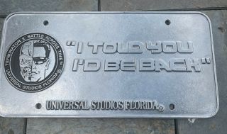 1/2” Thick Terminator 2 T2 - 3d Universal Studios Rare Heavy License Plate