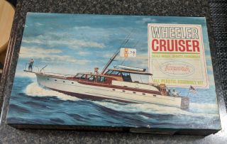 Rare 1967 Aurora Wheeler Cruiser Sport Fisherman Boat Model Kit 1/48 Scale