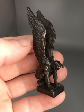 Rare Vintage Bronze Miniature Fallen Angel Sculpture Devil/satan