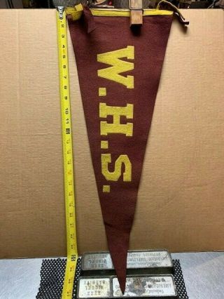 Vintage Souvenir W - H - S Or W High School Felt Flag Pennant