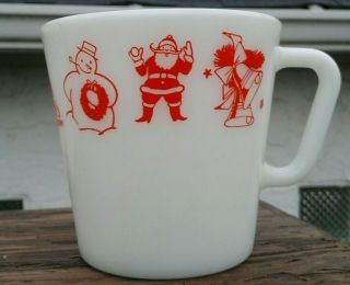 Rare Vintage Pyrex 1410 Mug - Christmas,  Santa,  Snowman,  Bell