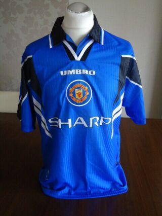 Manchester United 1996 Umbro Blue Away Shirt Large Rare Man Utd