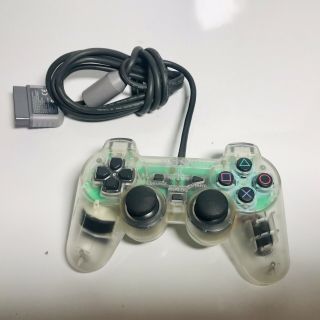 Sony Ps1 Ps2 Playstation Rare Wired Transparent Clear Controller