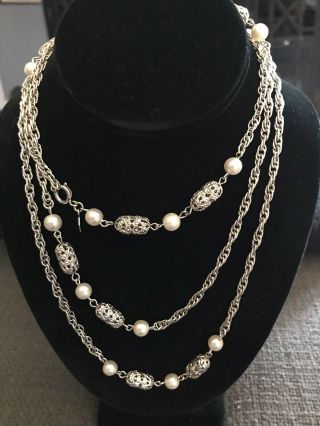 Vintage Silver Tone Chain Necklace - Sarah Coventry