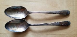 2 Antique,  Vintage Collectible Spoons 6 ",  Wm Rogers Silver Plate,