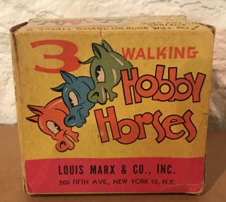 Marx Toy Co.  3 Walking Horses W/ Box Ramp Walker Toys Mar Toys 1950 