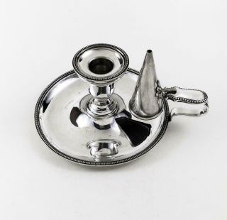 Antique Silver Plated Chamber Candlestick & Snuffer C1830