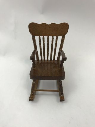 Vintage Dollhouse Rocking Chair Furniture Wooden Spindle Rocker Porch Taiwan