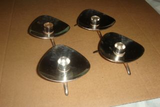 Vintage Mid - Century Modern Cohr Denmark Silver Plate Taper X 4 Candle Holders