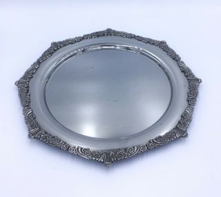 1960s Vintage Antique French Large Tray Silver Plated Decorative