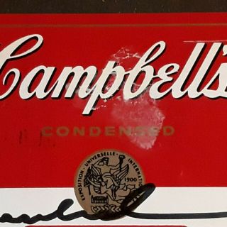 Warhol Vintage Rare Art Print On Papers Signed Campbell Label