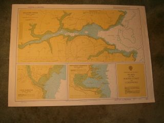 Vintage Admiralty Chart 147 Plans On The South Coast Of Cornwall 1972 Edn
