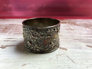 Art Nouveau Sterling Silver Repousse Floral Napkin Ring