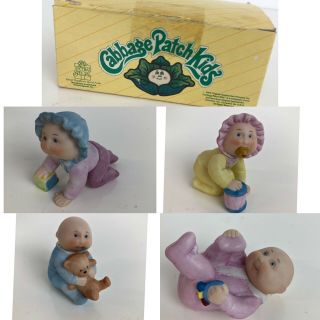 Vtg 1984 Cabbage Patch Kids Fine Porcelain Baby Figurines Set Of 4 5004