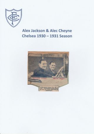 Alex Jackson/alec Cheyne Chelsea Extremely Rare Orig Signed Newspaper Cutting