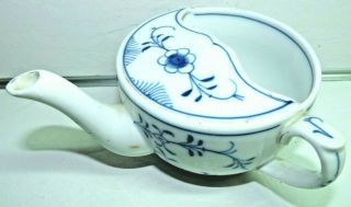 Invalid Feeder Vintage Germany Blue & White Porcelain Infant Feeder Large