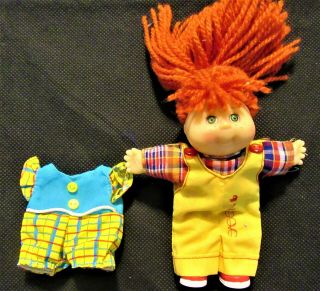 Vintage Mattel 1995 Mini Cabbage Patch Kid Girl W/red Hair/green Eyes,  2 Rompers