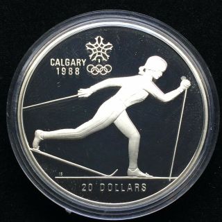 1988 Calgary Winter Olympics Canada 20 Dollars Silver Rare Cross Country H75