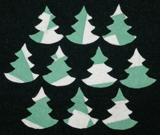 10 Primitive Antique Cutter Quilt Trees Dark Green/white Scrapbooking