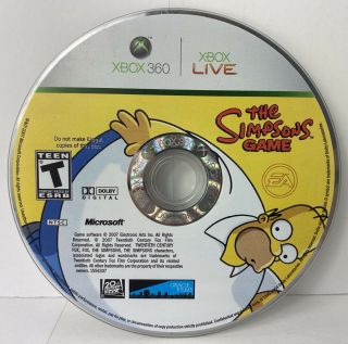 The Simpsons Game (microsoft Xbox 360,  2007) Game Disk Disc Only Rare