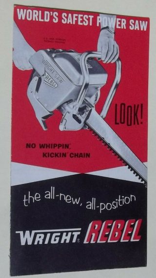 Vintage 1957 Wright Rebel Power Saw Sales Mailer No Whippin 
