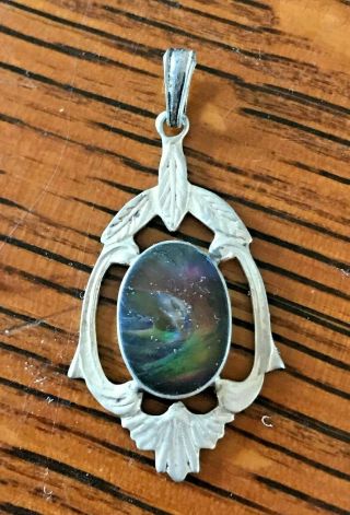 Antique Victorian Abalone Shell & Silver Pendant Charm