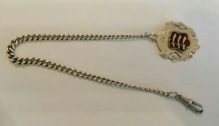 Chester 1911 Aleck George Sterling Silver Watch Chain With Essex Fob - 21.  2 Gms