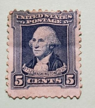 Us Scott 710 Rare George Washington Single 5 Cent Stamp 1732 - 1932