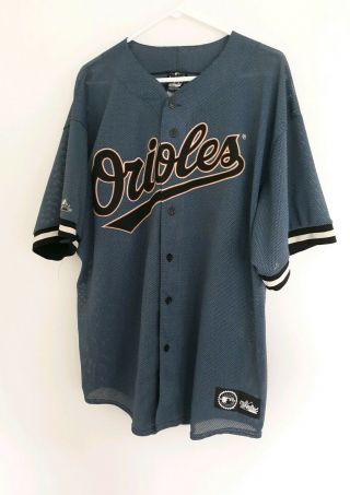Vintage Baltimore Orioles Jersey Blue Grey Xl Rare Majestic Stitched Knit Mlb