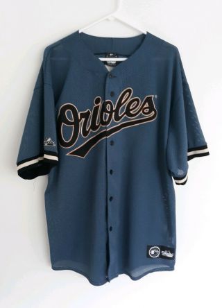 Vintage Baltimore Orioles Jersey Blue Grey XL Rare Majestic stitched knit Mlb 2