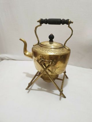 William Soutter & Sons Co.  Solid Brass Spirit Kettle On Stand Uk Made