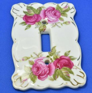 Vintage Lefton China Single Light Switch Plate Cover Roses 197 Shabby Chic Farm