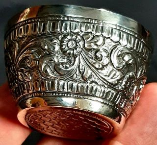 Stunning Colonial Indian Raj Kutch Silver Salt Cellar Or Finger Bowl C1880 27g