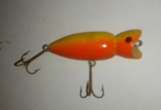 Vintage Knot Head Gibbs Lure Wood Bomber Bait Orange Rare Unknown Fishing Wilcox
