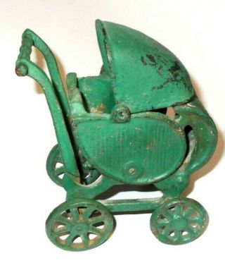 Antique Cast Iron Kilgore Doll House Miniature Baby Buggy Carriage