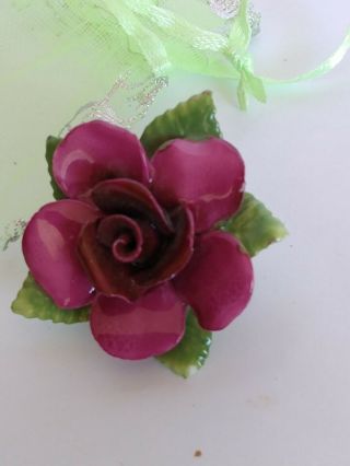 Antique Vintage English Coalport Fine Bone China Rose Flower Brooch