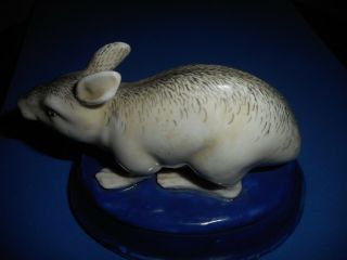 A Rare Vintage Life - Like Figurine Of A White Rat By Maitland Smith Ltd.